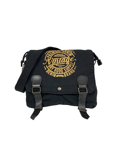 Old Cotton Cargo Vintage Salaş Kaliteli Unisex Günlük Gezi Kamp Okul Postacı Omuz Çantası San Diego 32 Cm X 25 Cm Siyah