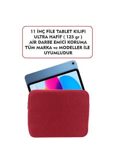 Dada Ultra Hafif 125gr Kırmızı Renk File Tablet Kılıfı 10"-11" inç Air Darbe Emici Korumalı Unisex
