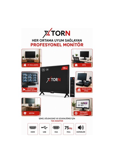 Torn 19" Sesli Uzaktan Kumandalı 75hz 5ms Hdmı Vga Geniş Ekran Monitör
