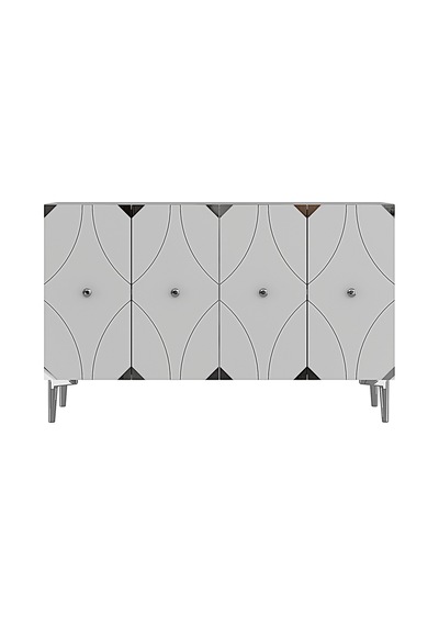 Ka1297bs Alfa Konsol Ve Tv Sehpası Beyaz-silver 120cm Beyaz-gold