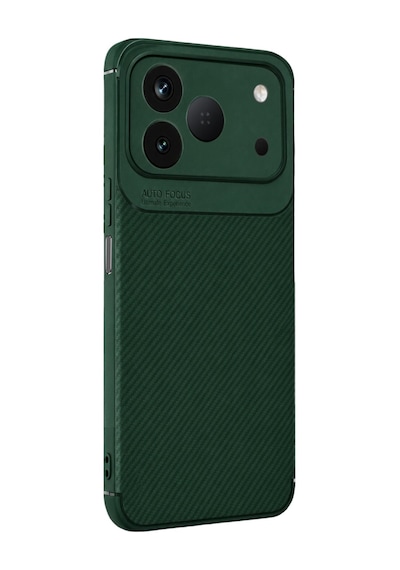 Tecno Spark 50 4g Kılıf Karbon Silikon Case Yeşil
