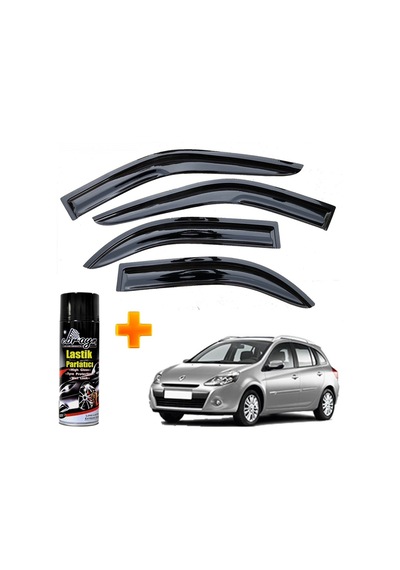 Renault Clio 3 Stw Mügen Cam Rüzgarlığı 2006-2012 Arası 4 Lü Takım +500ml Lastik Parlatıcı