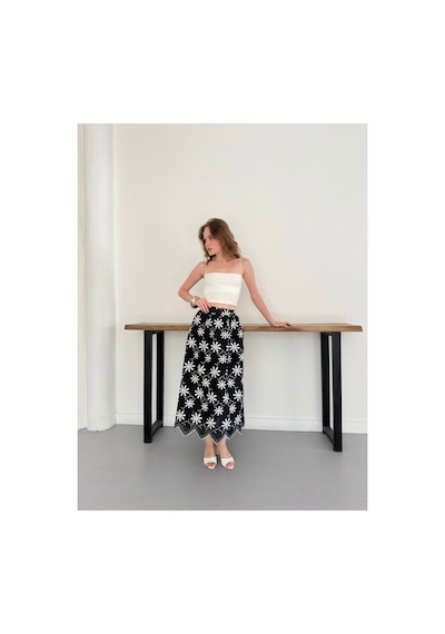 Verymoda Nakışlı Etek D2914 Siyah