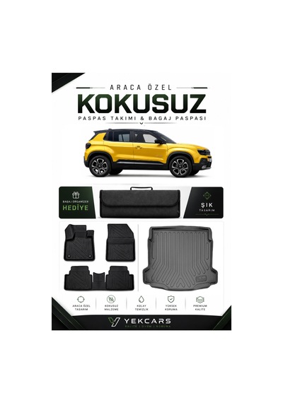Jeep Avanger 2026 Model Aracınıza Özel 4d Karbonlu Kauçuk Paspas Takımı Ve Üst Bagaj Havuzu