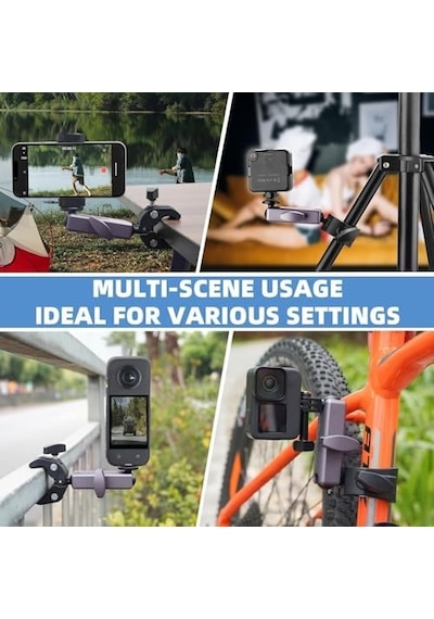 Kamera Bisiklet Ve Motosiklet Gidon Montaj, Alüminyum Alaşımlı Kelepçe, 360 , İle Uyumlu X5 X4 X3 Ace Pro Go 3s, Djı Osmo 2 Mobile 7p Action 5 Pro 4 3 İle Uyumlu, Mm1, Gri