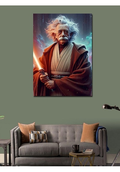 Kanvas Tablo Albert Einstein Ve Işın Kılıcı 70cmx100cm