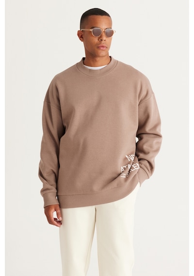 AC&Co / Altınyıldız Classics Erkek Bej Oversize Fit Bol Kesim İçi Polarlı Pamuklu Baskılı Sweatshirt Bej AC&Co / Altınyıldız Classics Erkek Bej Oversize Fit Bol Kesim İçi Polarlı Pamuklu Baskılı Sweatshirt Bej