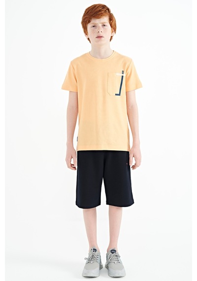 Tommylife Tommy Life Kavun İçi Cep Detaylı O Yaka Standart Kalıp Erkek Çocuk T-shirt - 11120 Sarı