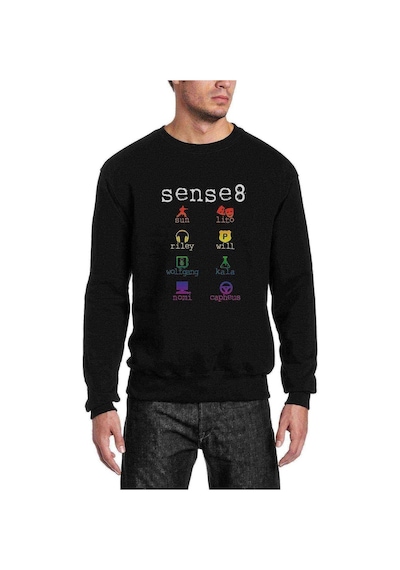 Sense8 Minimalist Symbols & Name Colour Baskılı Siyah Erkek Sweat