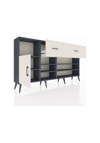 Arges Konsol 6 Raflı 2 Çekmeceli Tek Kapaklı 176x30x99 Antrasit-aytaşı Aytası - Antrasıt Arges Konsol 6 Raflı 2 Çekmeceli Tek Kapaklı 176x30x99 Antrasit-aytaşı Aytası - Antrasıt