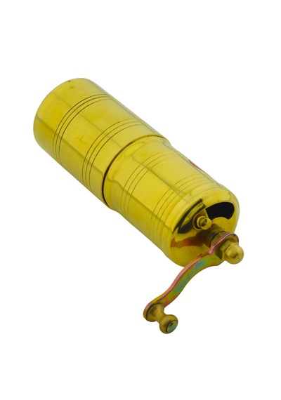 Pirinç El Yapımı Karabiber Değirmeni Öğütücü 4cmx13cm Sarı