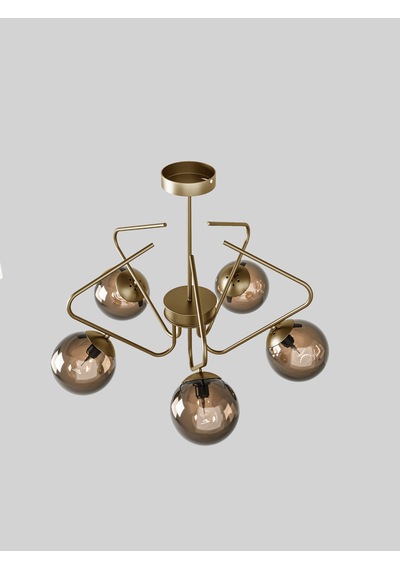 Lunor Eskitme Kasa Bal Rengi Cam Küre Başlıklı Modern 5'li Avize