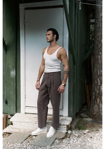 Mai Collection Mai Studios Co. Sergio Düğmeli Kahve Erkek Pantolon Kahve