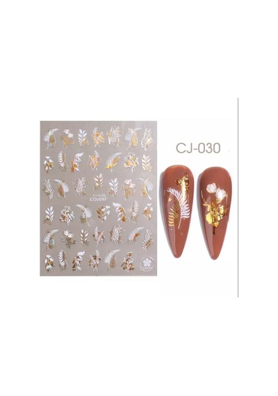 BORN PRETTY YAPRAK DESENLİ BEYAZ GOLD STICKER