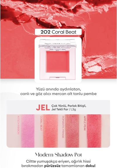 Parlak Jel Dokulu Tekli Göz Farı Modern Shadow Pot 202 Coral Beat 202 Coral Beat Diğer