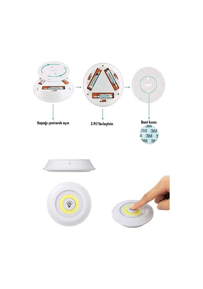 Senon 3'lü Led Lamba, Uzaktan Kumandalı Spot Lamba, Dolap Altı Lamba, Kiler Aydınlatma Lambası, Mutfak Lambası, Kablosuz Led Lamba Açık Lacivert