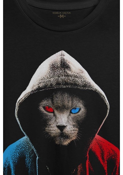 Cat Trabzon Kedisi Bordo Mavi Baskılı Tişört Unisex T-shirt 001