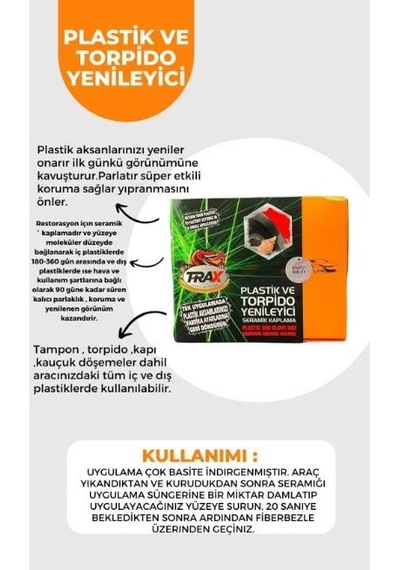 TRAX Plastik Ve Torpido Yenileyici Ve Onarıcı Seramik Kaplama
