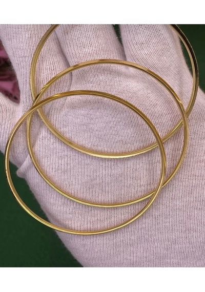 Kadın Gold Renk 316l Çelik 3 Lü Simli Ajda Bilezik