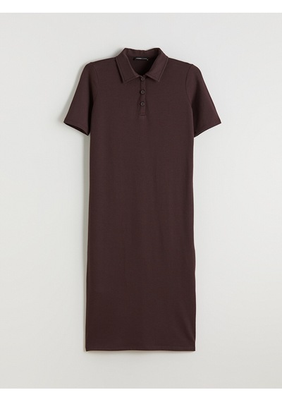 Lcwaıkıkı Classic Kahverengi Polo Yaka A Kesim Modal Karışımlı Elbise
