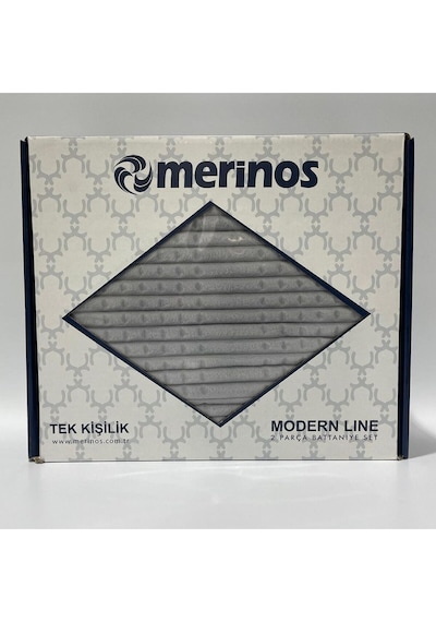 Merinos Modern Line Tek Kişilik 2 Parça Battaniye Seti - Gri Gri