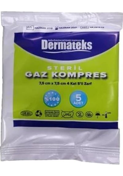 Steril Hidrofil Dermateks Gazlı Bez 7.5X7.5Cm 4 Kat 100Lü