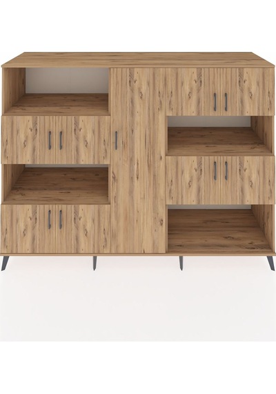 Kronos Dolap 10 Raflı 9 Kapaklı 220x59x163 Çam-çam Çam-çam