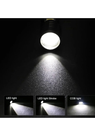 Wuben Wb-017 Zoomlu Şarjlı Cob Led Güçlü El Feneri Siyah