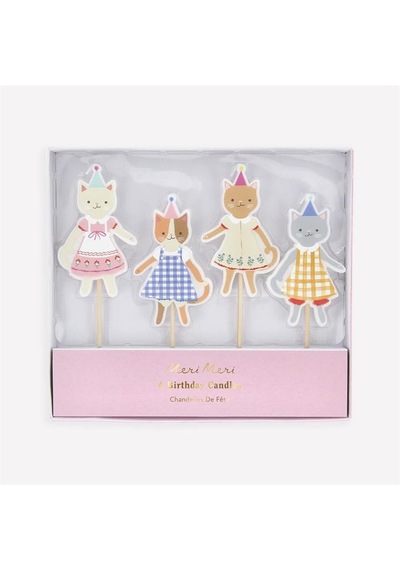 Meri Meri - Kitten Club Candles - Kedi Kulübü Mumlar - 4 Adet