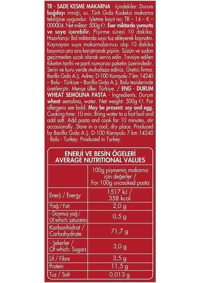 Yüksük Makarna 500 Gr 4'lü