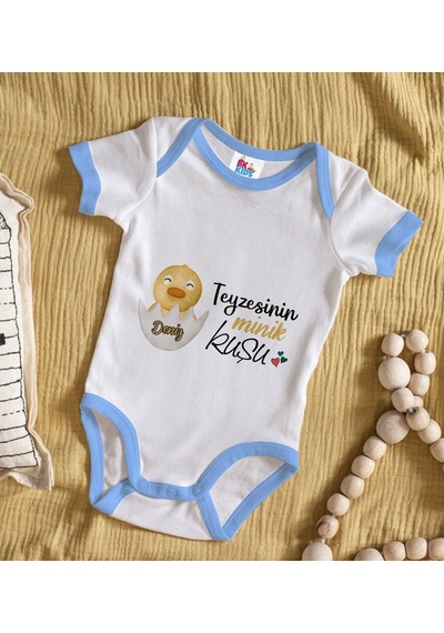 Bitmeyenkartus Bk Kids Kişiye Özel Mavi Bebek Body Zıbın - Model 78 Çok Renkli