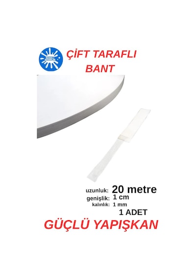 1 Adet 20 Metre Uzunluğunda 1,sınıf Kaliteli Çift Taraflı Bant Ofis Salon Çerçeve Kırtasiye Bantlama