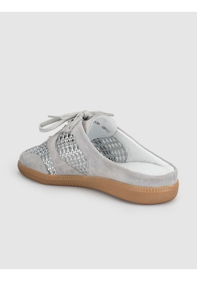 Gri Süet Deri Kadın Mule Sneaker