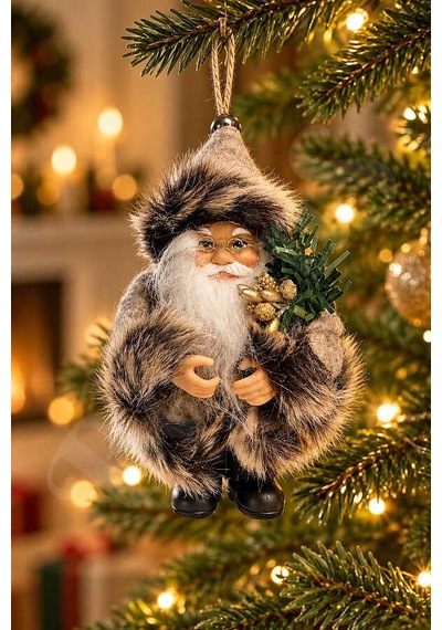 Yılbaşı Ağacı Süsü Gri Noel Baba 13 Cm Diğer