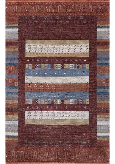 Artemis Halı Bella 06475a Bordo Terra Bohem Retro Tarz İpek Halı