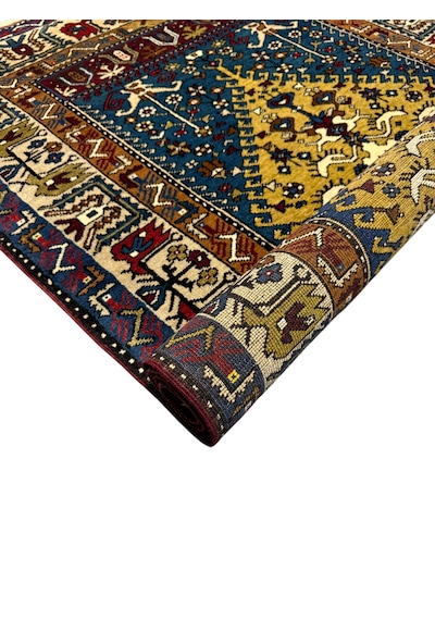 El Dokuma Sıfır Yahyalı Halısı 112x180 Mavi Yeşil Kök Boya %100 Yün Halı