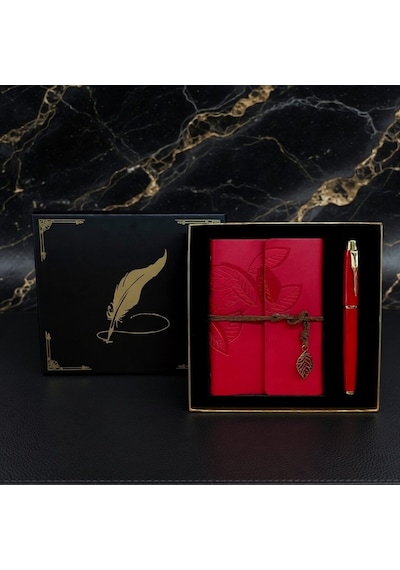 Premium Kurumsal Çalışma Defter Kalem Kırmızı Renk Çok Renkli