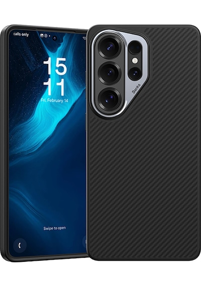 Galaxy Uyumlu S26 Ultra Kılıf Karbon Fiber M-safe Uyumlu Benks Hybrid Armorpro 600d Kevlar Kapak Siyah Siyah