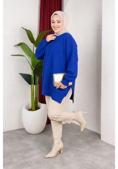 Hira Life Fashion Kadın Testtür Giyim Bisiklet Yaka Yırtmaçı Taşlı Ve Balon Kollu Oversize Şık Triko Tunik Mavi Mavi Hira Life Fashion Kadın Testtür Giyim Bisiklet Yaka Yırtmaçı Taşlı Ve Balon Kollu Oversize Şık Triko Tunik Mavi Mavi