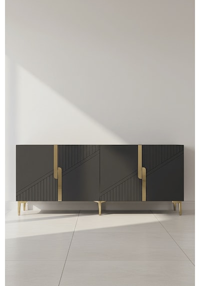 Ka1828ag Evva Konsol Ve Tv Sehpası Antrasit-gold 180cm Beyaz-gold