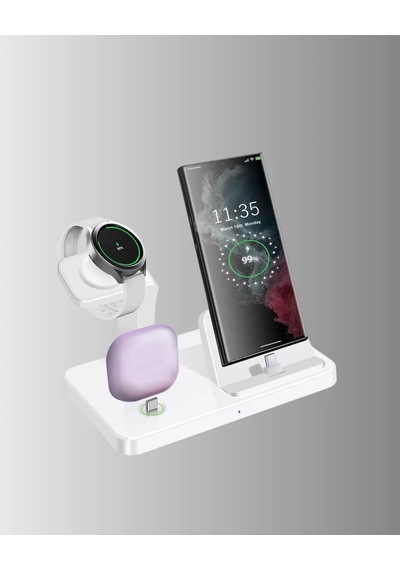 Kablosuz Şarj İstasyonu 4 Ü 1 Arada İphone Watch Ve Airpods Uyumlu Renkli