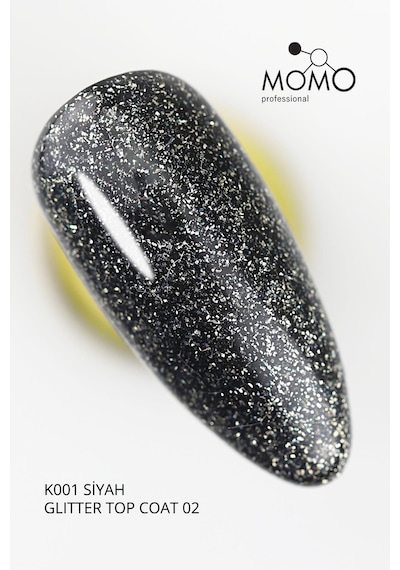 Momo Professional Protez Tırnak Kalıcı Oje Glitter Top Coat 02 Gümüş Sim 9 Ml