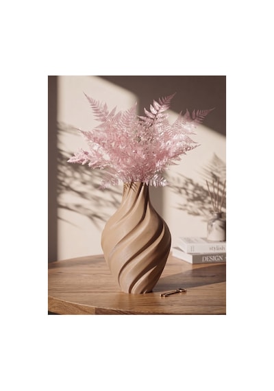 Aura Vazo 20cm - Modern Estetik Tasarım Dekoratif Ev Ofis Salon Dekorasyonu İçin Şık Obje - Minimalist Tasarım Çiçeklik Masa Üstü Süs Eşyası Ekru