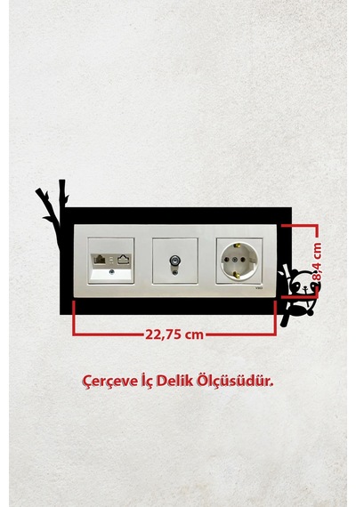 Panda Tasarım 3lü Priz Çerçevesi İç Ölçü 22,75x8,4 Cm Üçlü Dekoratif Çerçeve