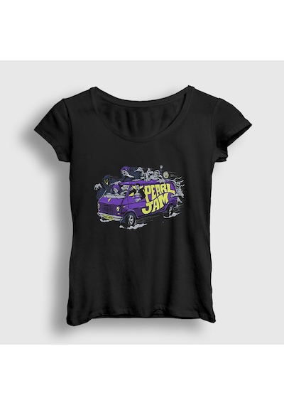 Presmono Kadın Van Pearl Jam T-shirt Siyah
