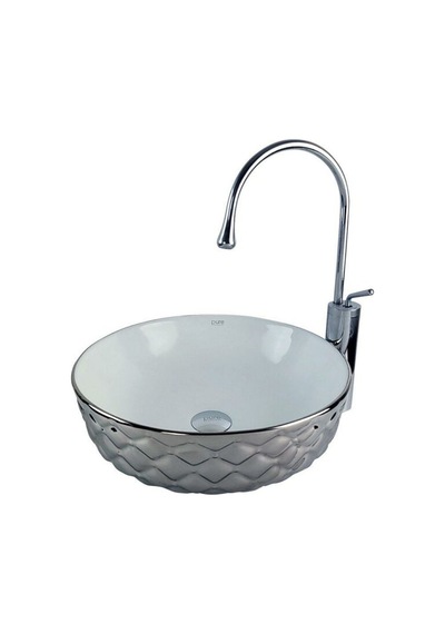 Kapitone 42 Cm Gümüş Beyaz Tezgah Üstü Çanak Lavabo Renkli