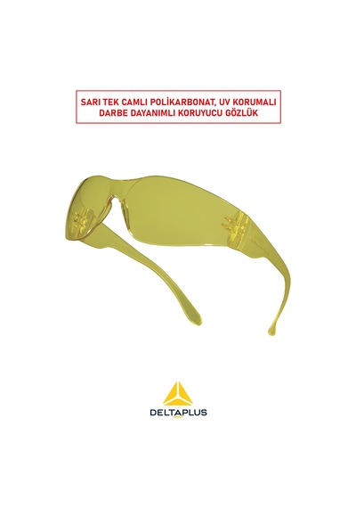 Brava2 Yellow İş Güvenlik Gözlüğü Polikarbonat Tek Lens, Uv Koruma, Darbe Dayanımlı