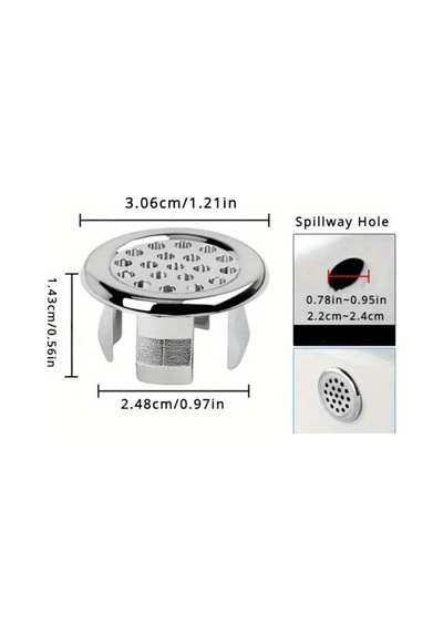 2 Adet Krom Mutfak Banyo Lavabo Taşma Halkası Drenaj Kapağı Belirtilmemiş Metalik Diğer