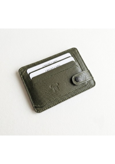 Passtell %100 Hakiki Deri Trend Model Minimalist Unisex Kredi Kartlık Ve Cüzdan Ebatlar 11,5 Cm /8,5 Cm Haki
