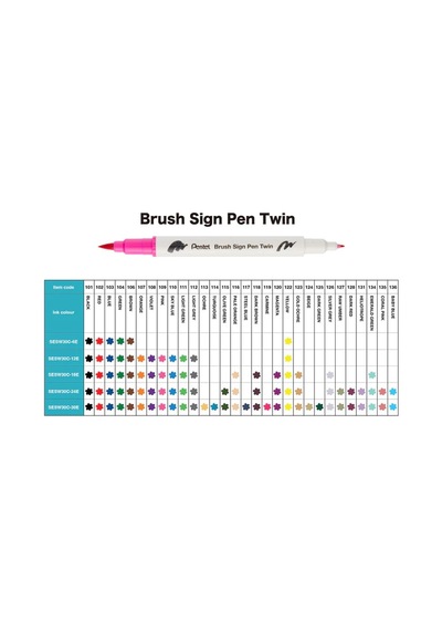 Pentel Arts Brush Sign Pen Twin 12'li Fırça Uçlu Kalem Set / Sesw